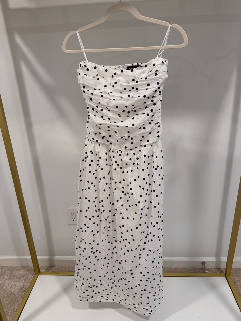 Vici White Strapless Polka Dot Midi Dress - Picture 2 of 2